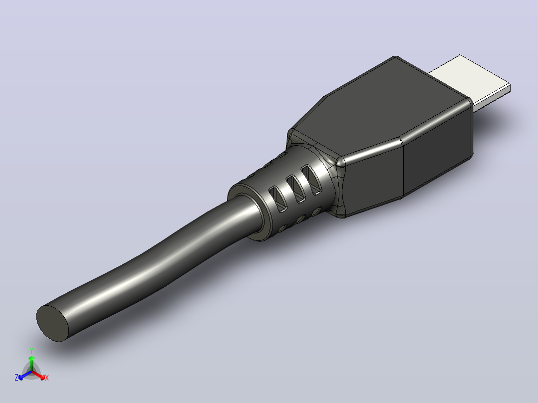 USB2.0公头连接器主视图