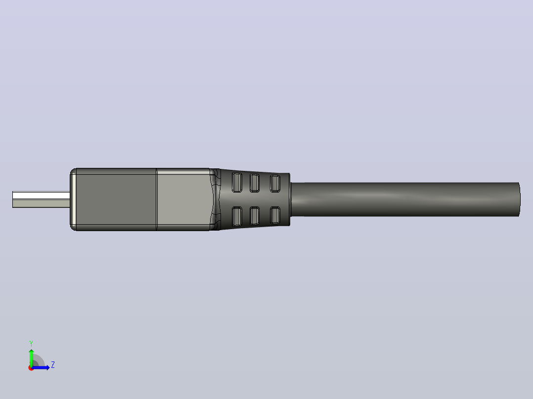 USB2.0公头连接器左视图
