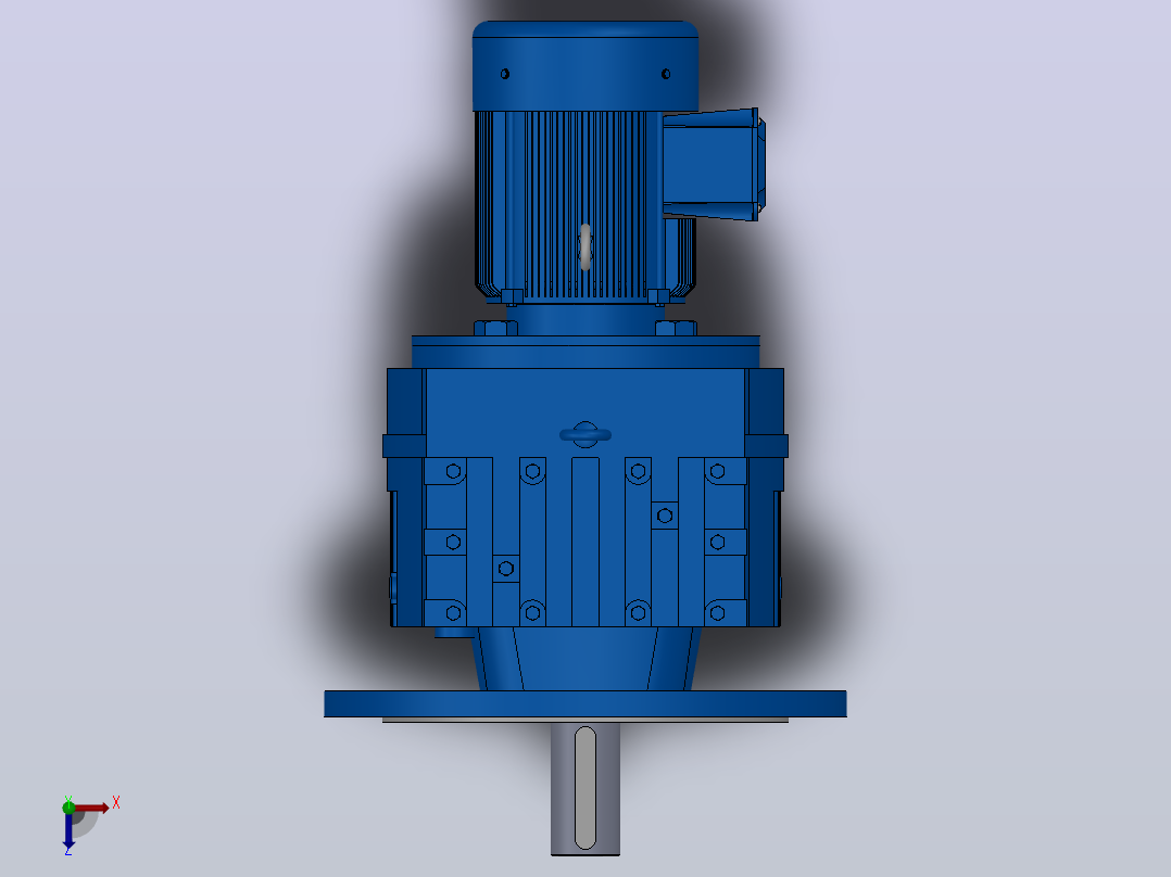 RF97法兰轴伸式安装斜齿轮减速机RF97-Y1.1-4P-90S-M1-0°-Φ450俯视图