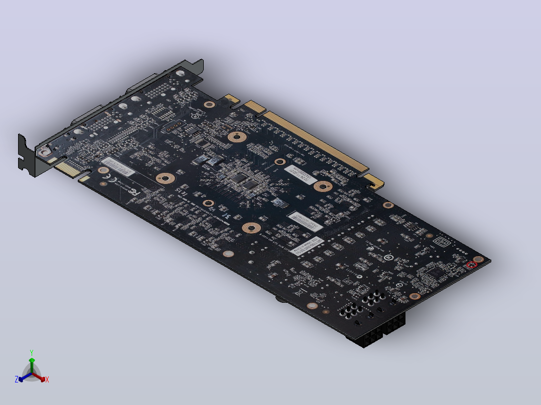无散热片的Geforce GTX 560 Ti显卡正等轴测图
