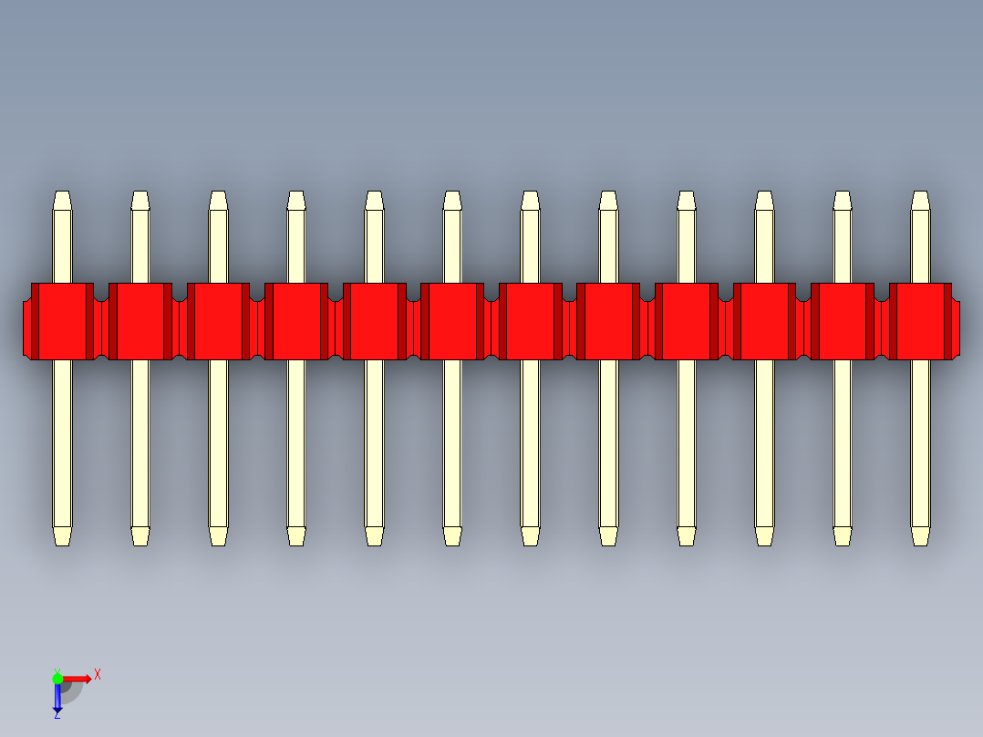 彩色公头100mil（2.54mm）系列-DS1021_red_3x12p_100mil_Type1_rev1.0俯视图
