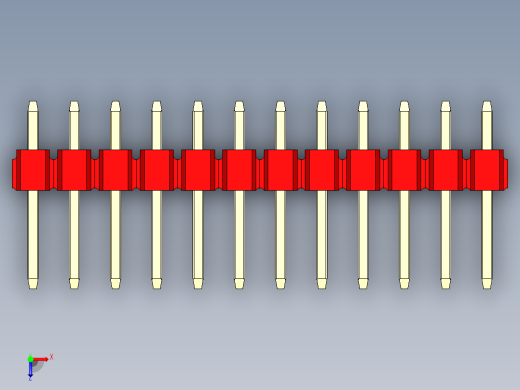 彩色公头100mil（2.54mm）系列-DS1021_red_3x12p_100mil_Type1_rev1.0俯视缩略图