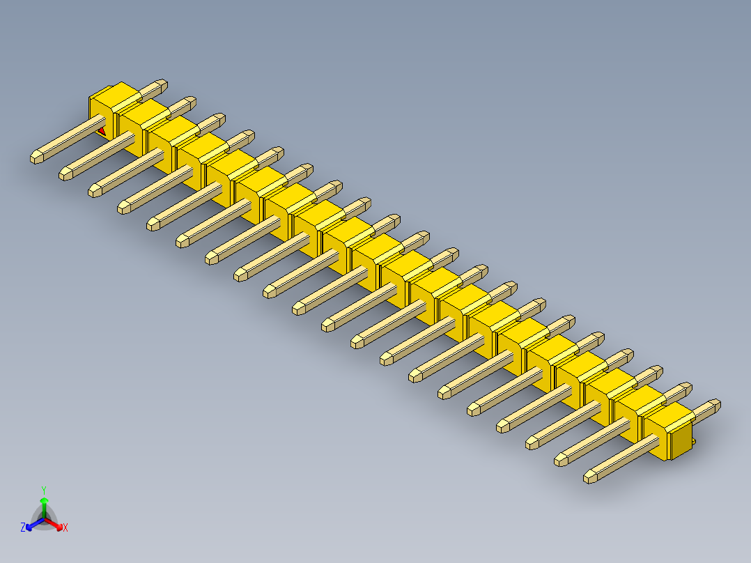 彩色公头100mil（2.54mm）系列-DS1021_yellow_1x20p_100mil_Type1_rev1.0主视图