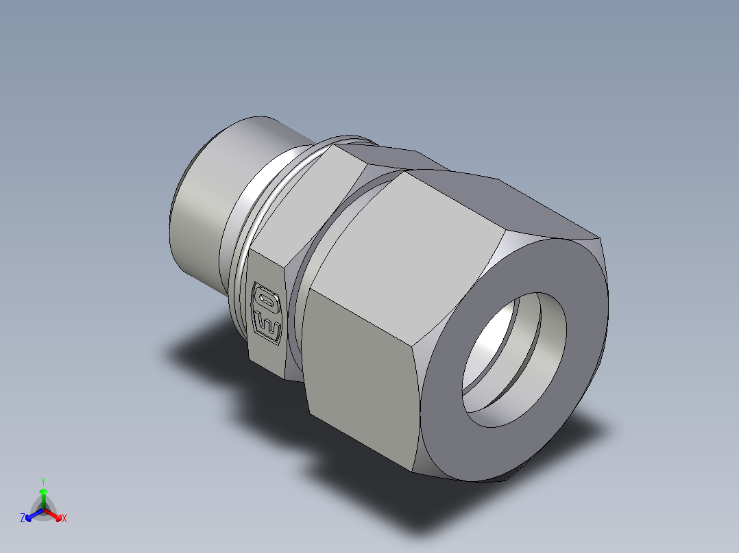 卡套式工业通用硬管接头EO_Male_Stud_connector_GEO15LMCF正等轴测图
