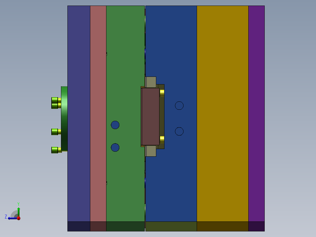 Q447-若基亚手机外壳前盖注塑模具设计右视图