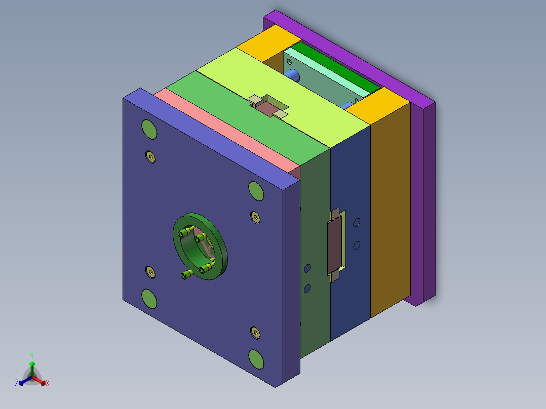 Q447-若基亚手机外壳前盖注塑模具设计正等轴测图