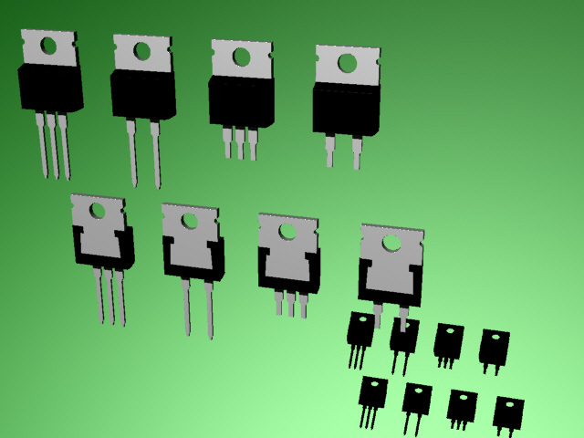 带2或3引脚的4种TO-220封装，长销或短销