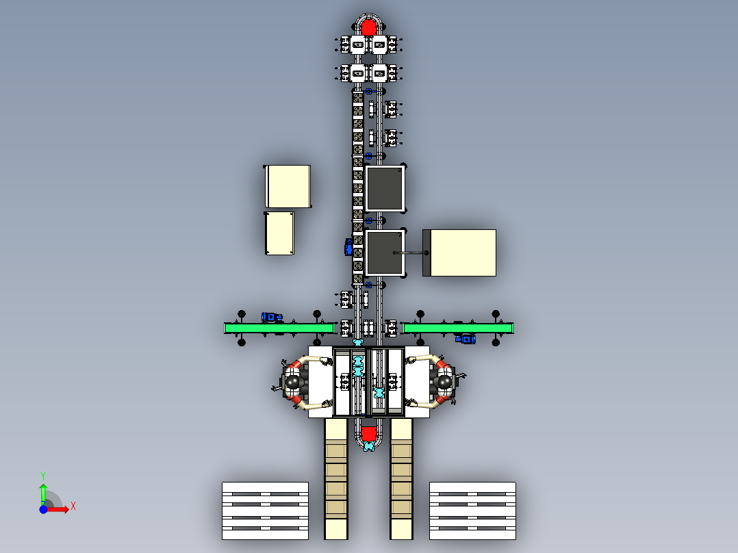 零部件类包装流水线设备前视图