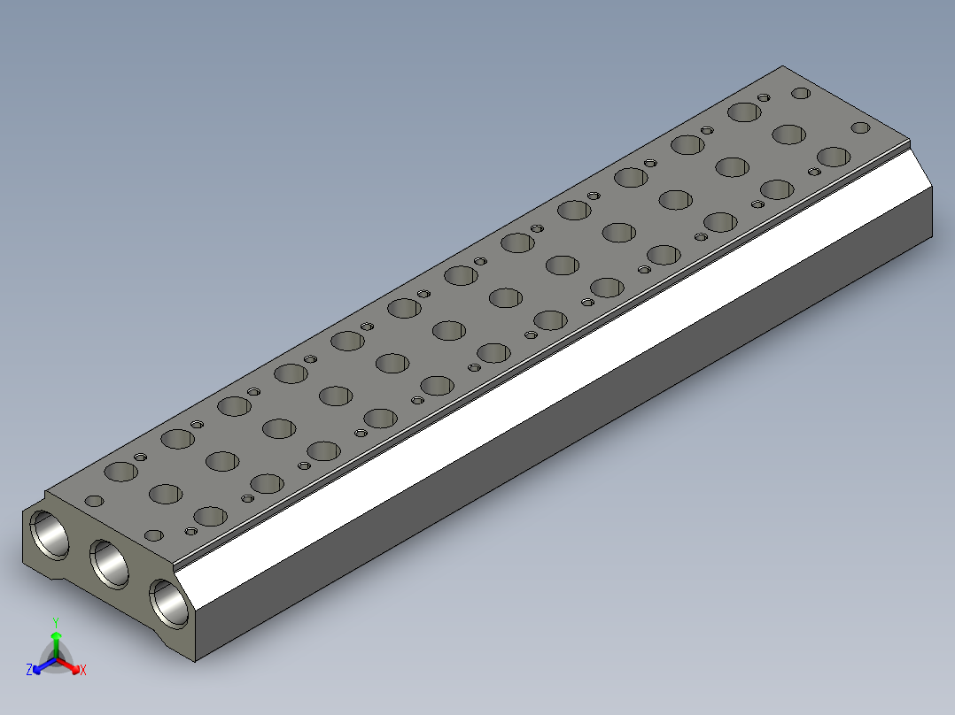 电磁阀汇流板100M-12F正等轴测图