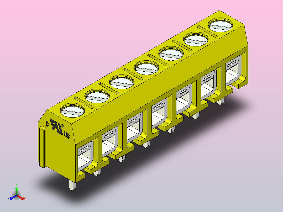 7针DG306 5黄色间距5毫米正等轴测图