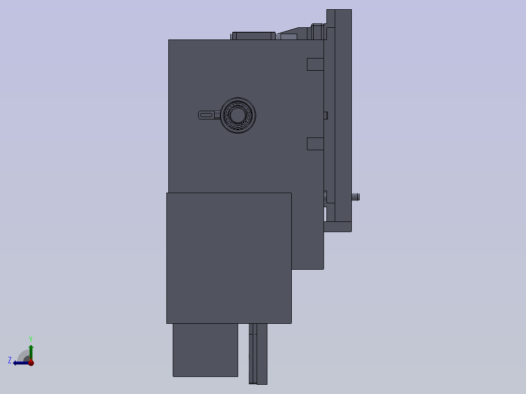 发动机气缸盖CNC加工角度孔右视图