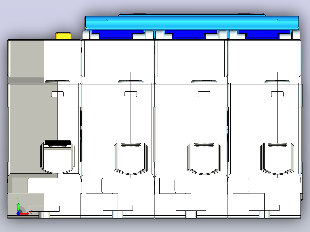 NXBLE-125G 3P&amp;N剩余电流动作断路器三维模型202306前视图