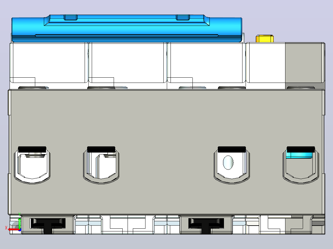 NXBLE-125G 3P&amp;N剩余电流动作断路器三维模型202306后视图