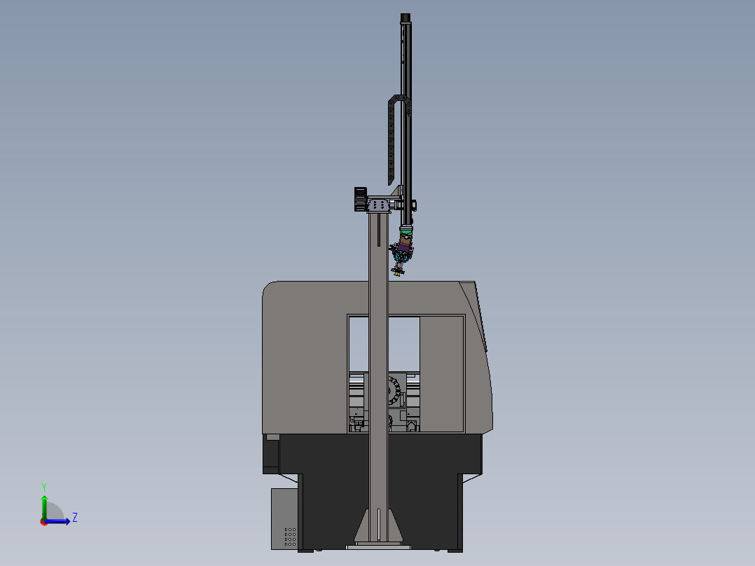 单臂XZ双轴上下料机械手3d图纸 CNC数控车床双轴桁架机械手3d模型左视图