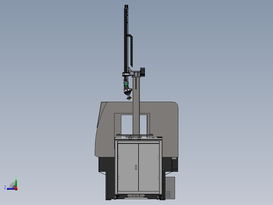 单臂XZ双轴上下料机械手3d图纸 CNC数控车床双轴桁架机械手3d模型右视图