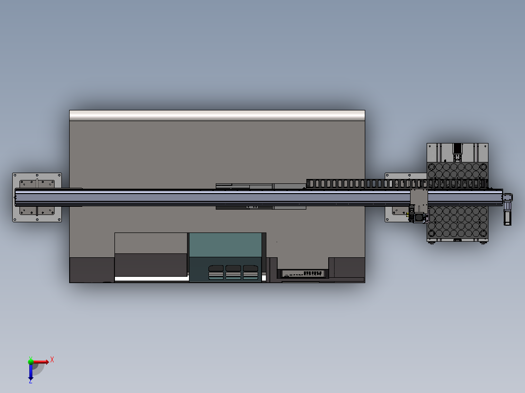 单臂XZ双轴上下料机械手3d图纸 CNC数控车床双轴桁架机械手3d模型俯视图