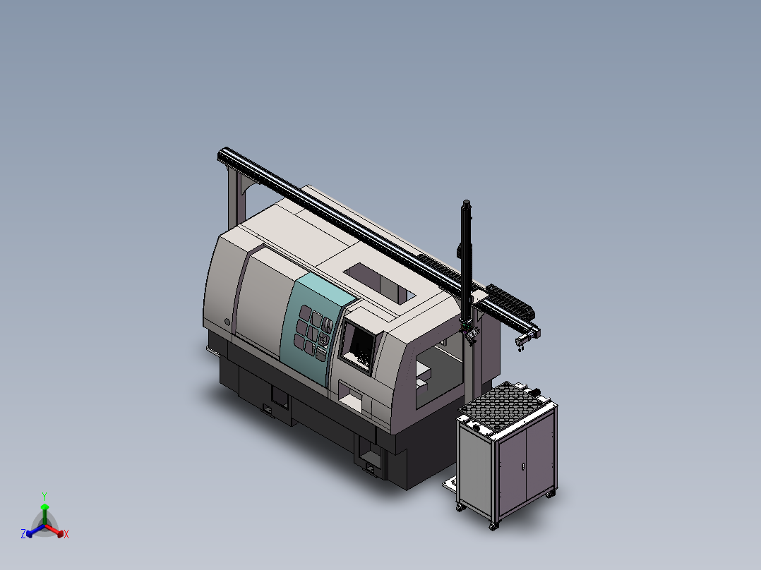 单臂XZ双轴上下料机械手3d图纸 CNC数控车床双轴桁架机械手3d模型正等轴测图