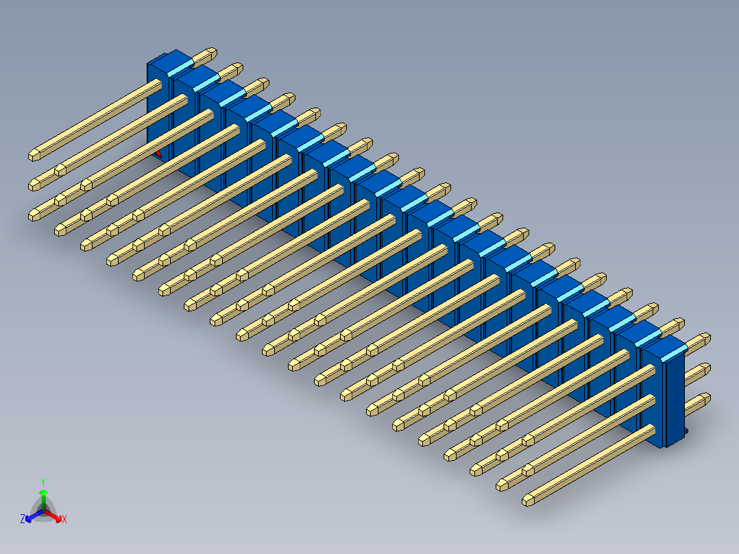 彩色公头100mil（2.54mm）系列-DS1021_blue_3x20p_100mil_Type5_rev1.0主视图