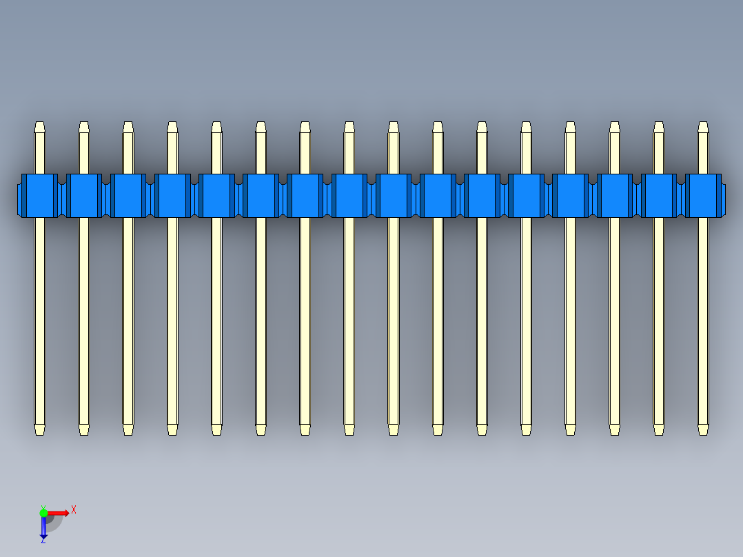 彩色公头100mil（2.54mm）系列-DS1021_blue_1x16p_100mil_Type5_rev1.0俯视图
