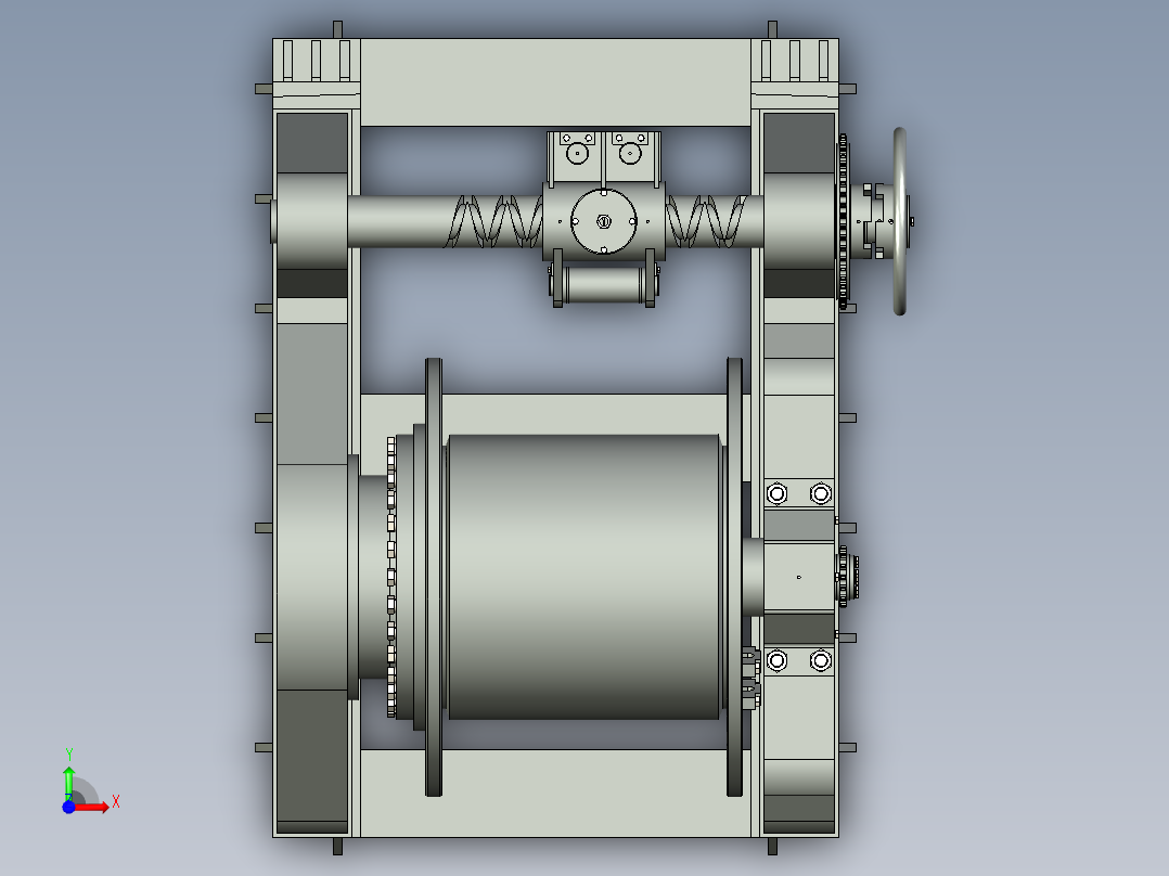 30t液压绞车三维模型前视图