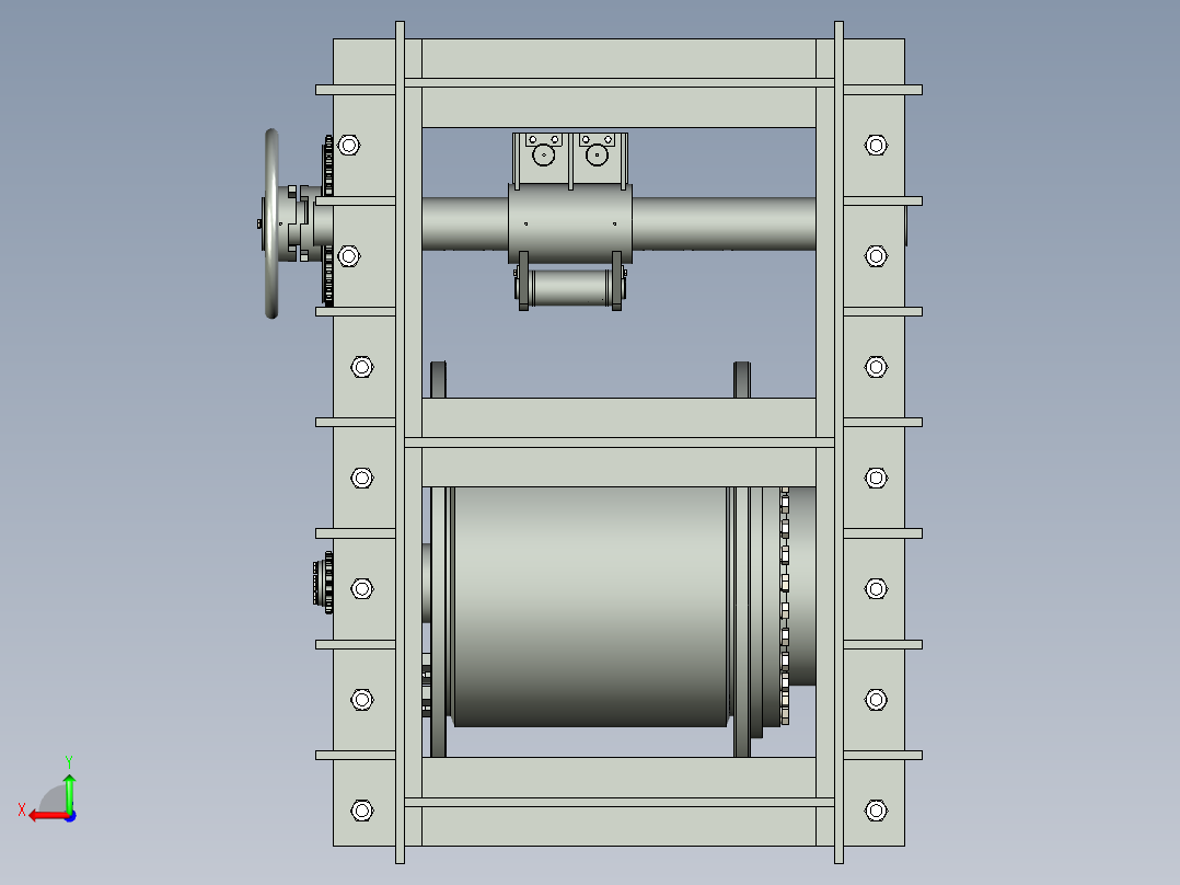 30t液压绞车三维模型后视图