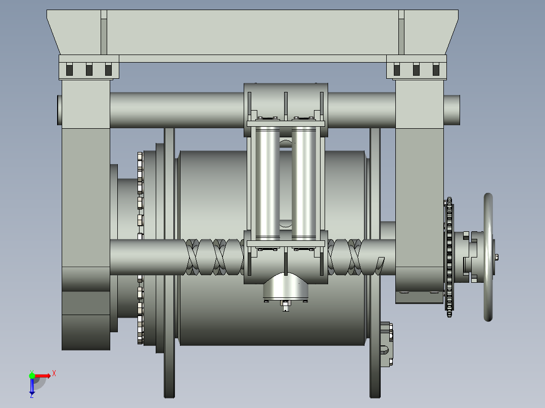 30t液压绞车三维模型俯视图