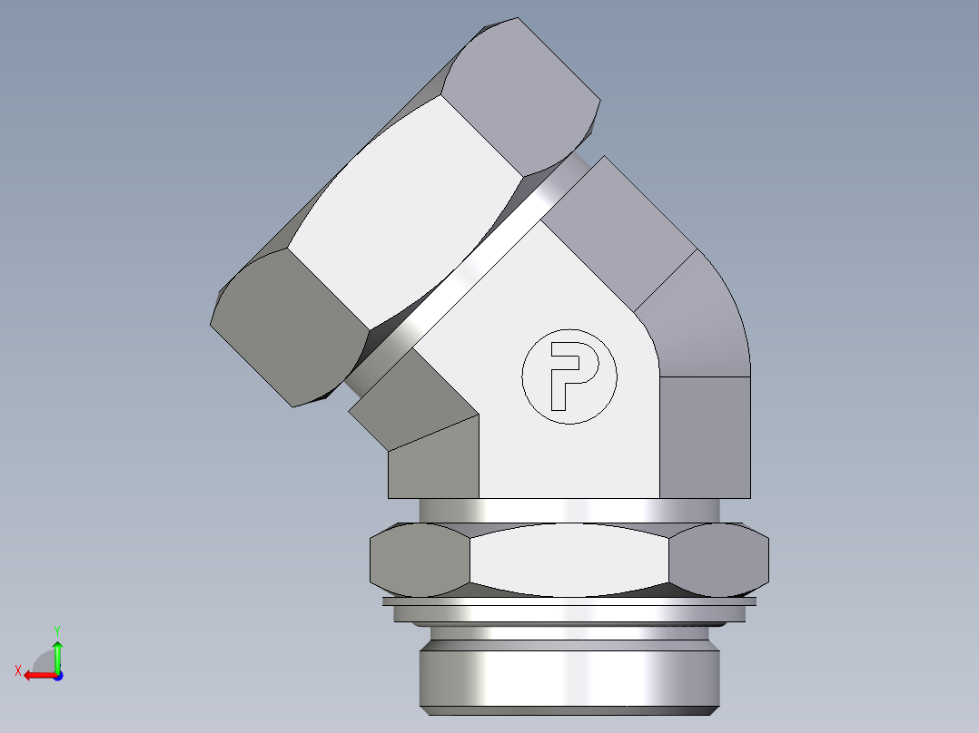 卡套式工业通用硬管接头EO_Adjustable_locknut_45_deg_elbow_VEE42ZLRCF后视图