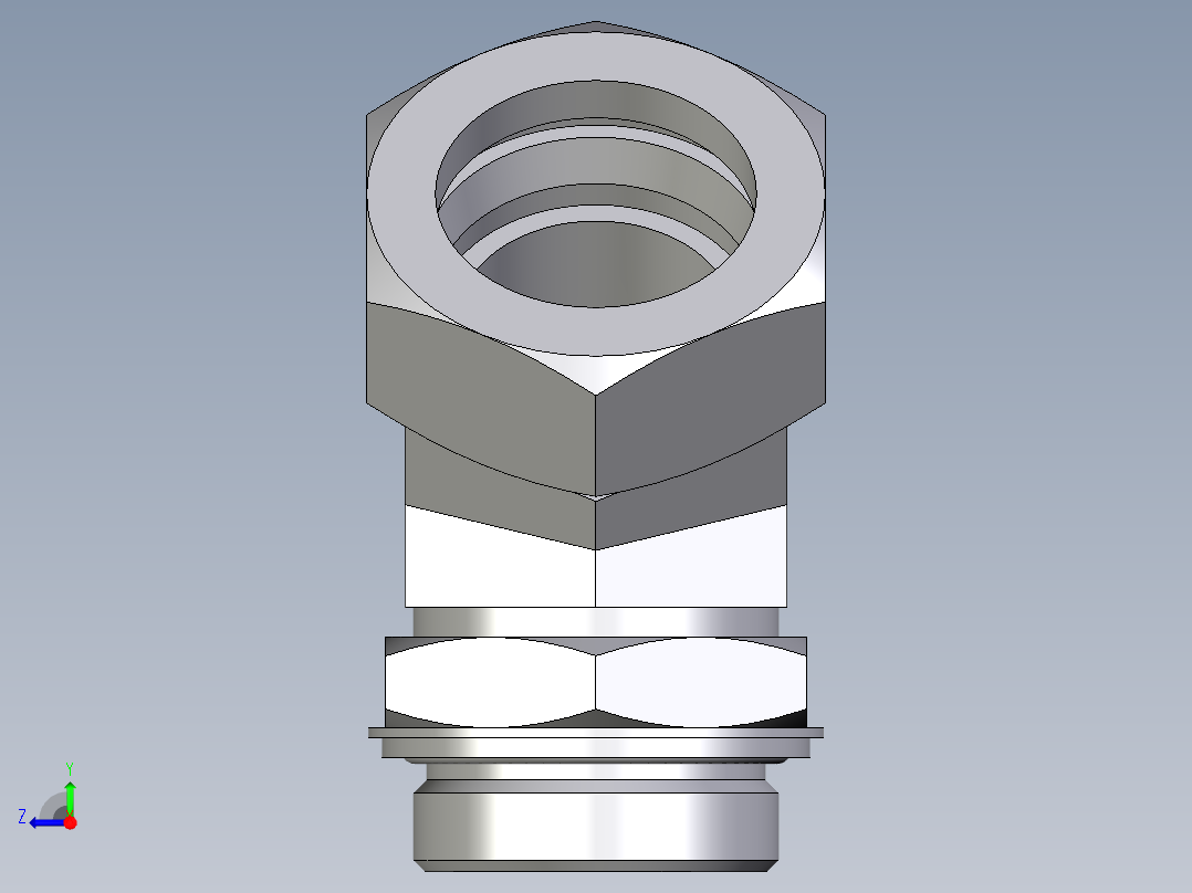 卡套式工业通用硬管接头EO_Adjustable_locknut_45_deg_elbow_VEE42ZLRCF右视图