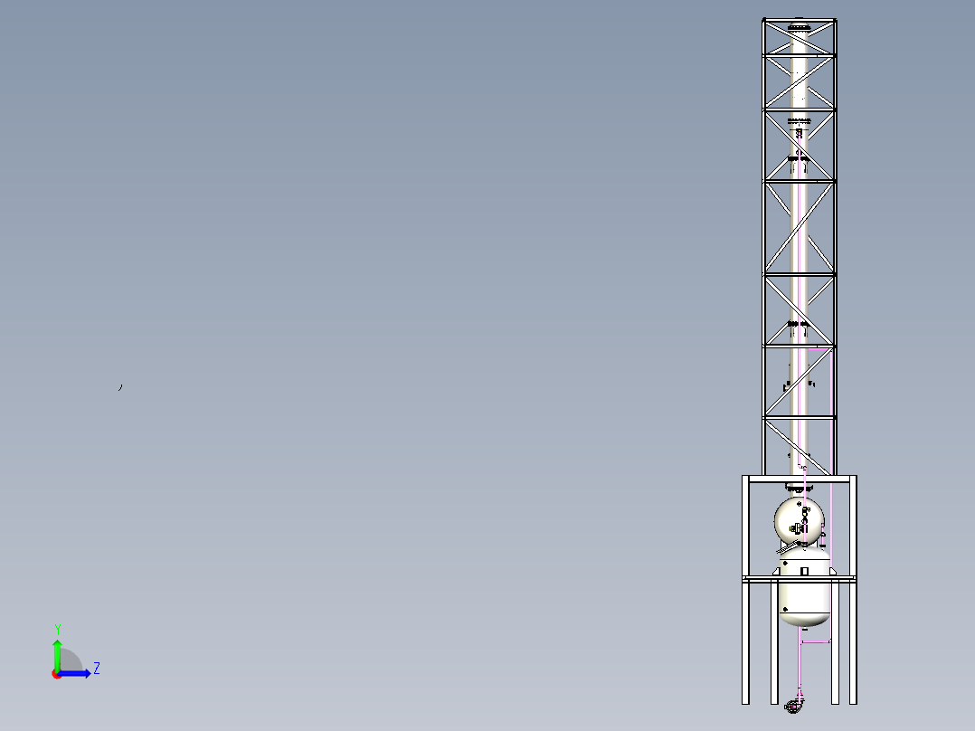 精馏塔装配体左视图