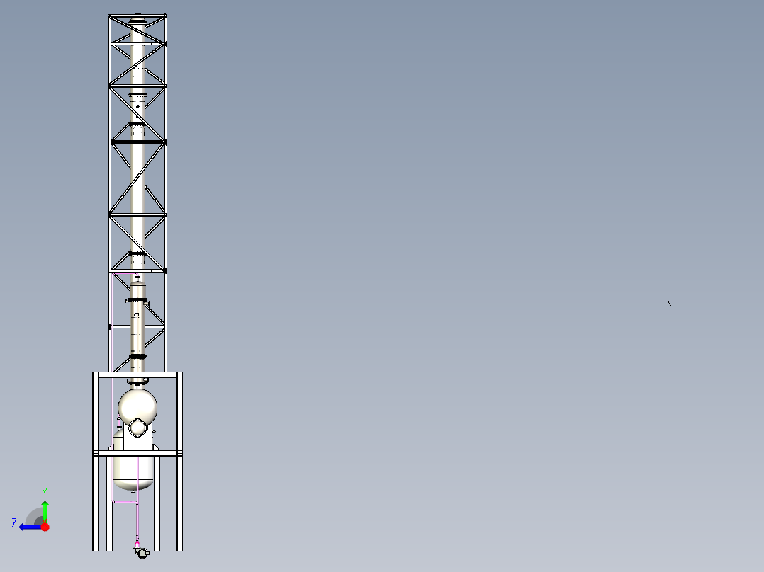 精馏塔装配体右视图