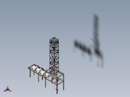 精馏塔装配体正等轴测缩略图
