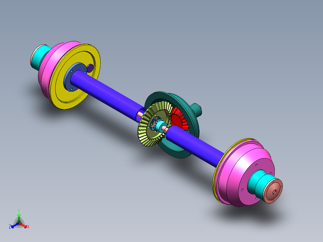 全浮式半轴驱动桥三维SW模型1426529==40正等轴测图