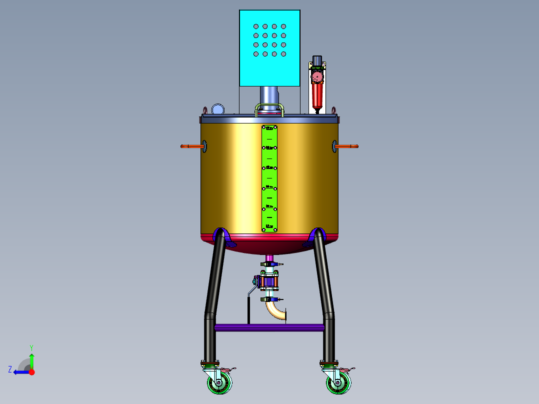 移动离心泵混合搅拌桶右视图