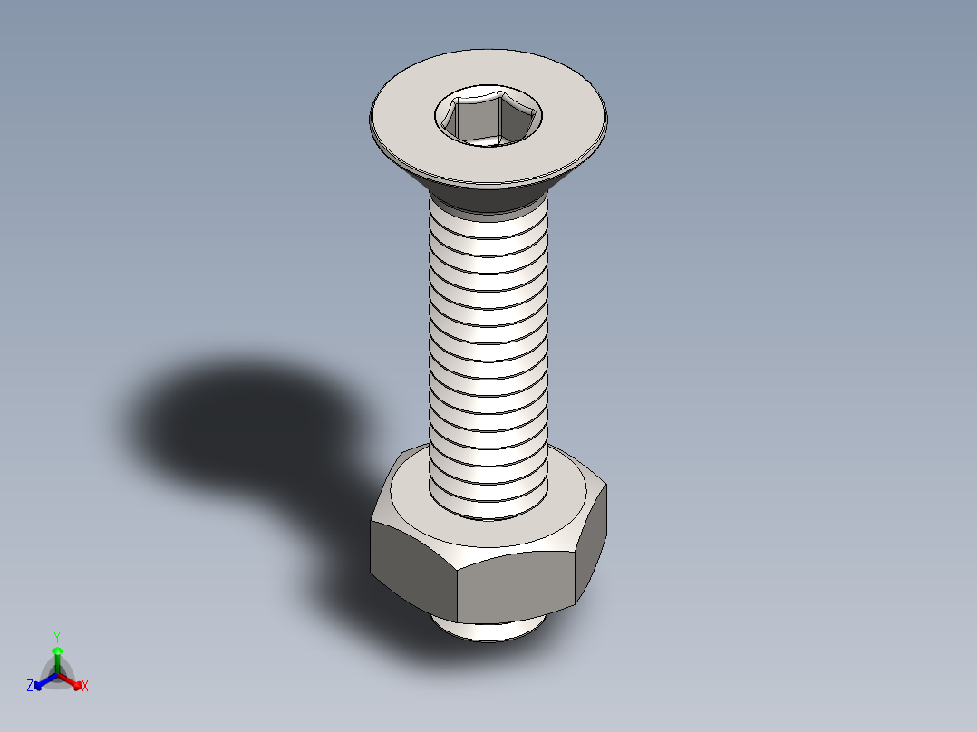 紧固件-M4 Stainless Flathead正等轴测图
