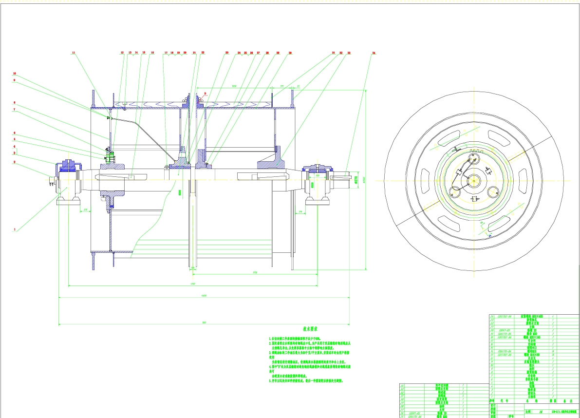 D0696-2JK-3.5单绳双滚筒缠绕式提升机设计CAD+说明书==701040=250