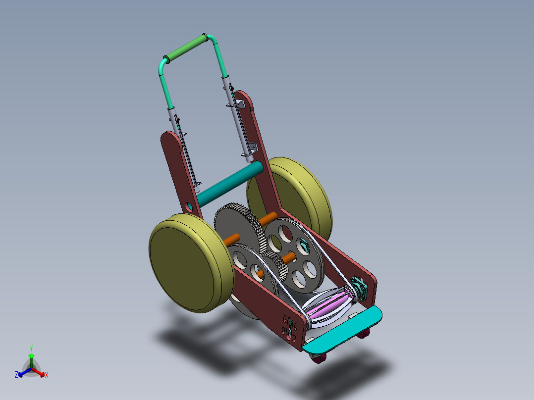 环保型剪草机（sw12可编辑+cad+说明书）正等轴测图