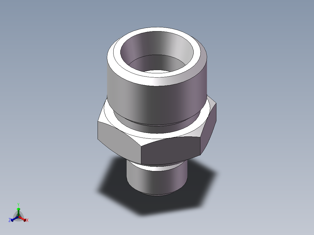 英制管螺纹ED密封、1CB-16-02WD非标正等轴测图