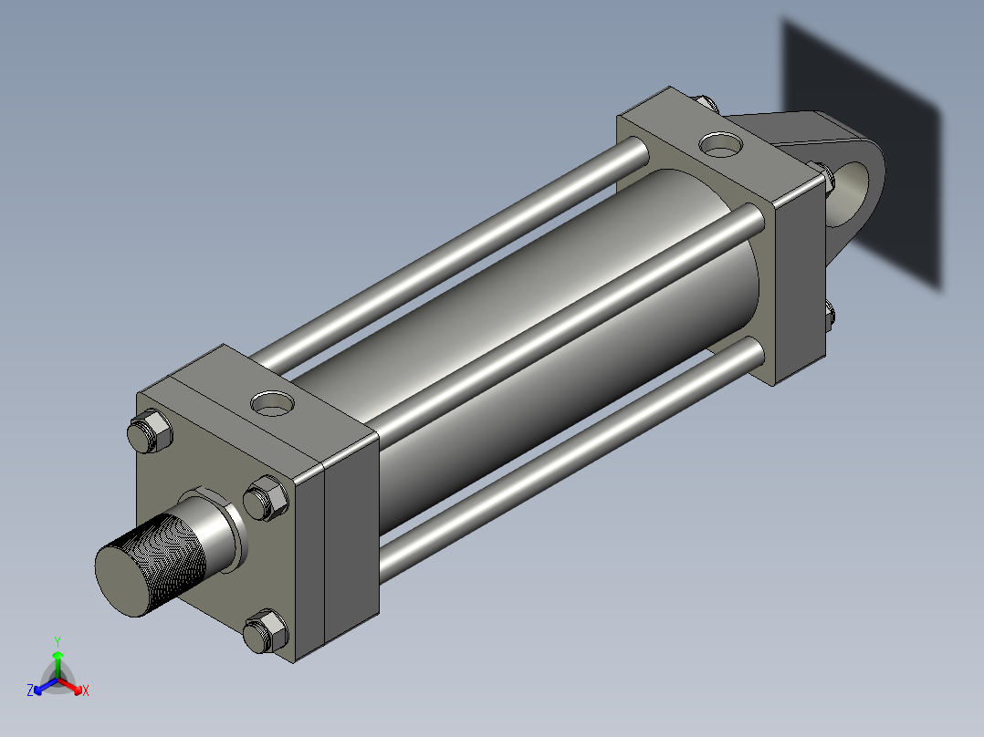 CQ油缸系列HOB-B-80X200-CA正等轴测图