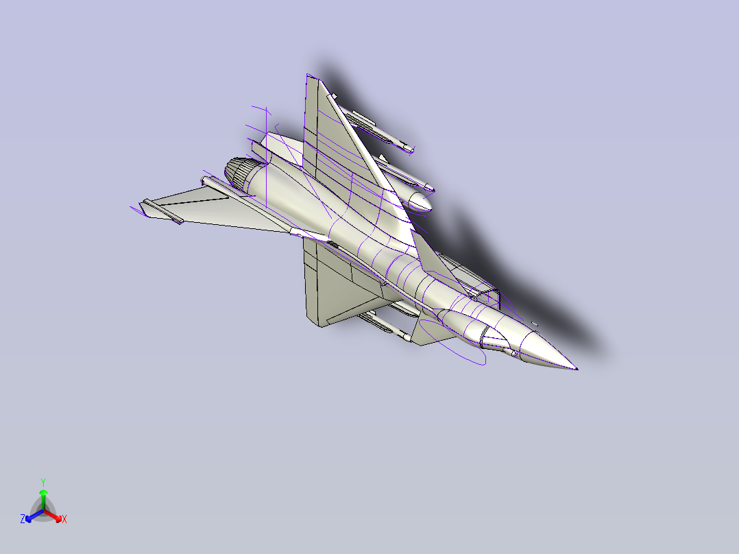 J10B 歼10B战斗机轮廓线模型3D图纸主视图