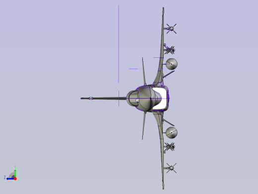J10B 歼10B战斗机轮廓线模型3D图纸右视缩略图