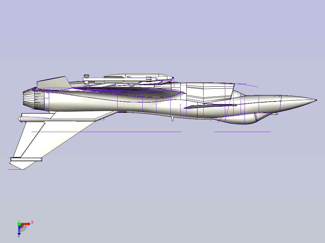 J10B 歼10B战斗机轮廓线模型3D图纸俯视图