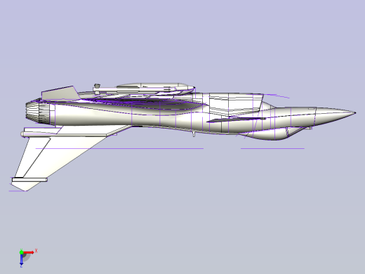 J10B 歼10B战斗机轮廓线模型3D图纸俯视缩略图