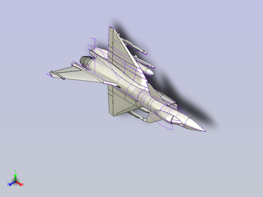 J10B 歼10B战斗机轮廓线模型3D图纸正等轴测缩略图