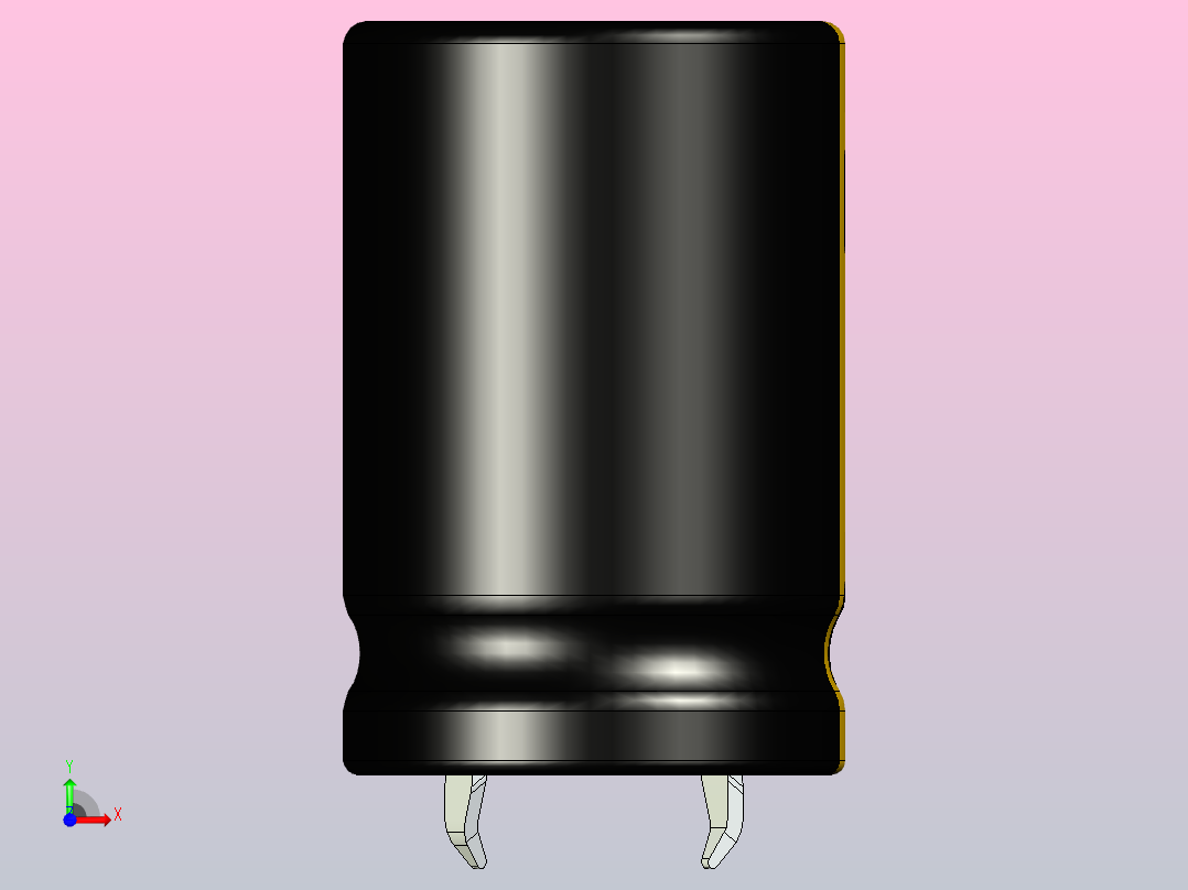 20x30黑黄底片电解电容器前视图