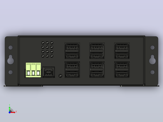 工业端口usb  供电集线器适用于pc mac din导轨安装前视缩略图