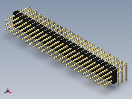 彩色公排针 100mil 2.54mm 系列-DS1022_black_3x25p_100mil_TypeD_rev1.0正等轴测缩略图