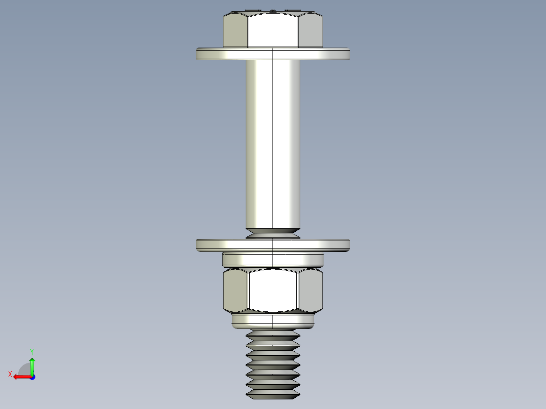 紧固件-IGES 0.3125 Bolt Hex后视图