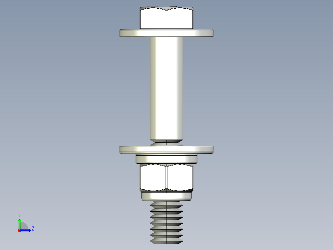 紧固件-IGES 0.3125 Bolt Hex左视图