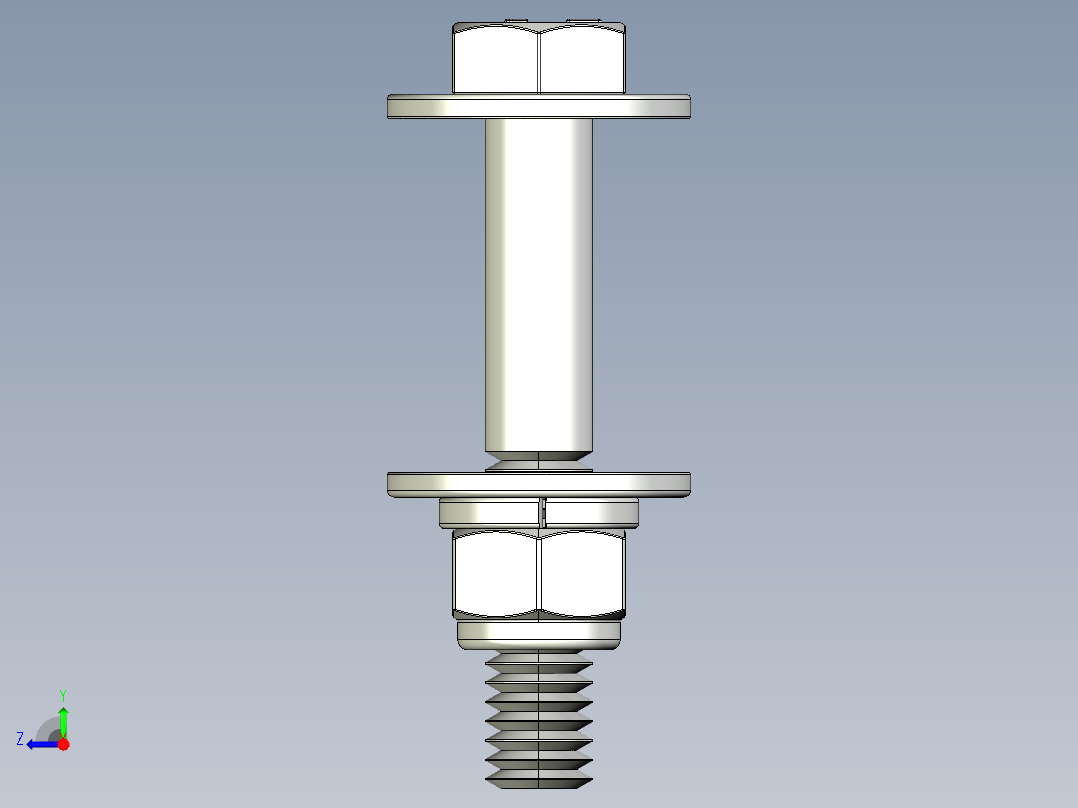 紧固件-IGES 0.3125 Bolt Hex右视图