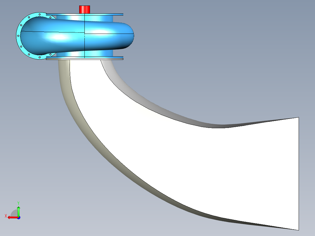 混流式水轮机后视图